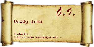 Ónody Irma névjegykártya